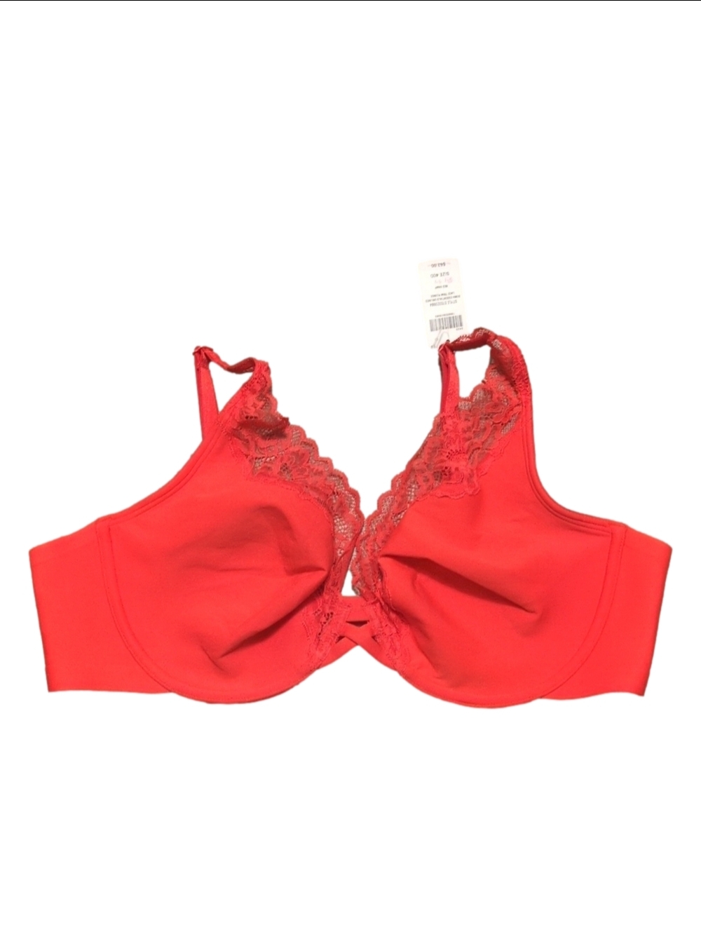 Soma Red Vamp Essentials Unlined Lace Trim Plunge Worked Bra Size 40D